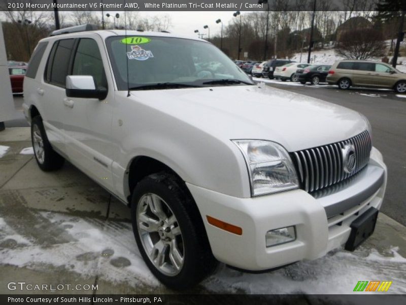 White Platinum Tri-Coat Metallic / Camel 2010 Mercury Mountaineer V6 Premier AWD