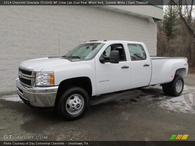 Front 3/4 View of 2014 Silverado 3500HD WT Crew Cab Dual Rear Wheel 4x4