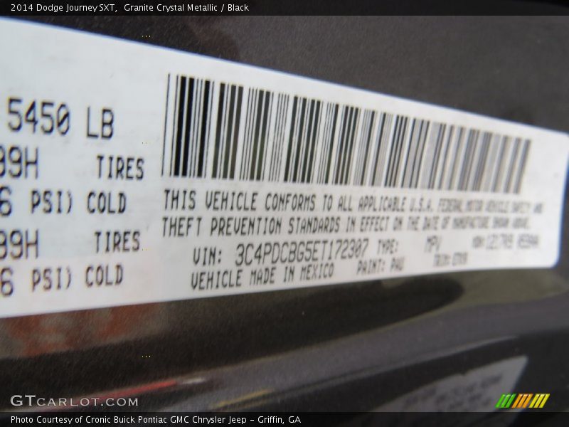 Granite Crystal Metallic / Black 2014 Dodge Journey SXT