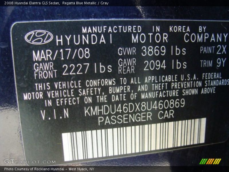 Regatta Blue Metallic / Gray 2008 Hyundai Elantra GLS Sedan