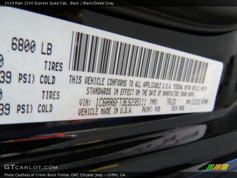 Black / Black/Diesel Gray 2014 Ram 1500 Express Quad Cab