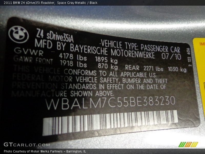 Space Gray Metallic / Black 2011 BMW Z4 sDrive35i Roadster