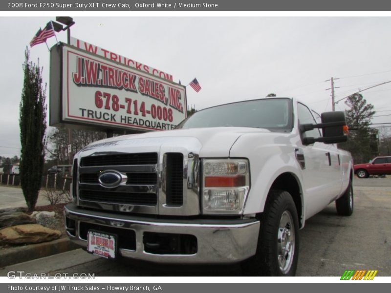 Oxford White / Medium Stone 2008 Ford F250 Super Duty XLT Crew Cab
