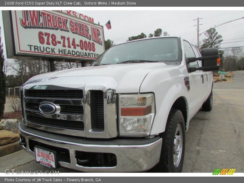 Oxford White / Medium Stone 2008 Ford F250 Super Duty XLT Crew Cab