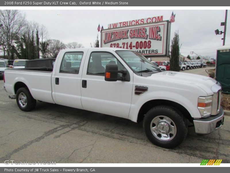 Oxford White / Medium Stone 2008 Ford F250 Super Duty XLT Crew Cab