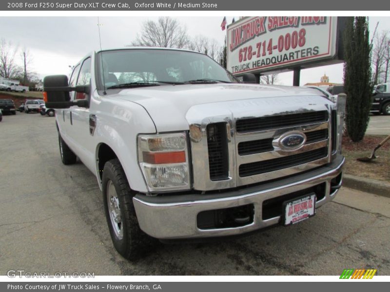 Oxford White / Medium Stone 2008 Ford F250 Super Duty XLT Crew Cab