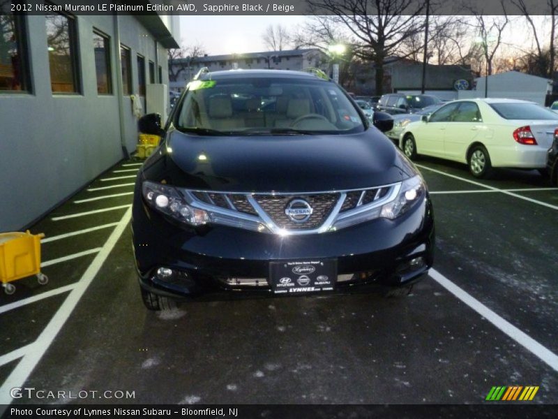 Sapphire Black / Beige 2012 Nissan Murano LE Platinum Edition AWD