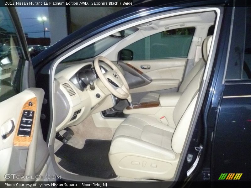 Sapphire Black / Beige 2012 Nissan Murano LE Platinum Edition AWD