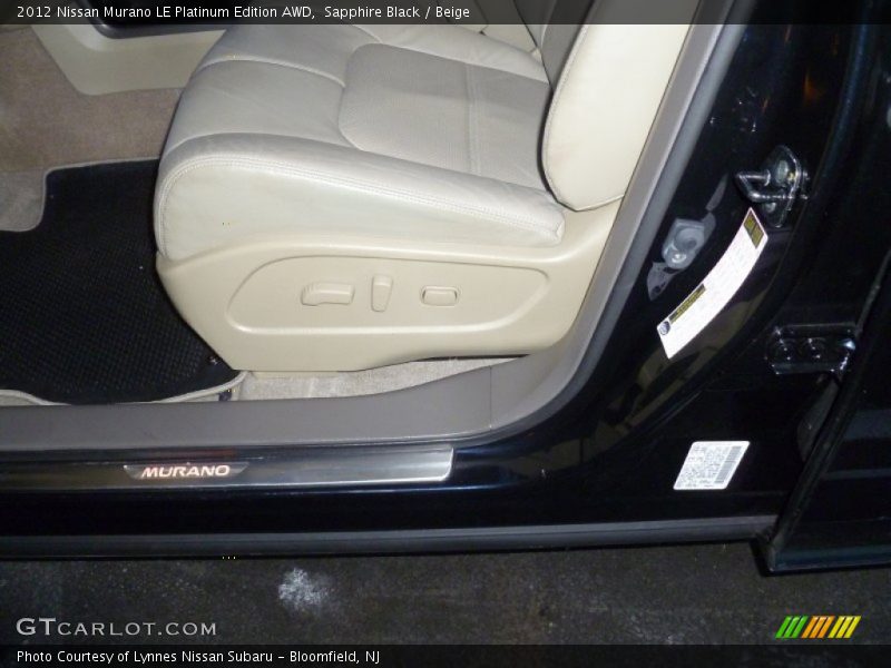 Sapphire Black / Beige 2012 Nissan Murano LE Platinum Edition AWD