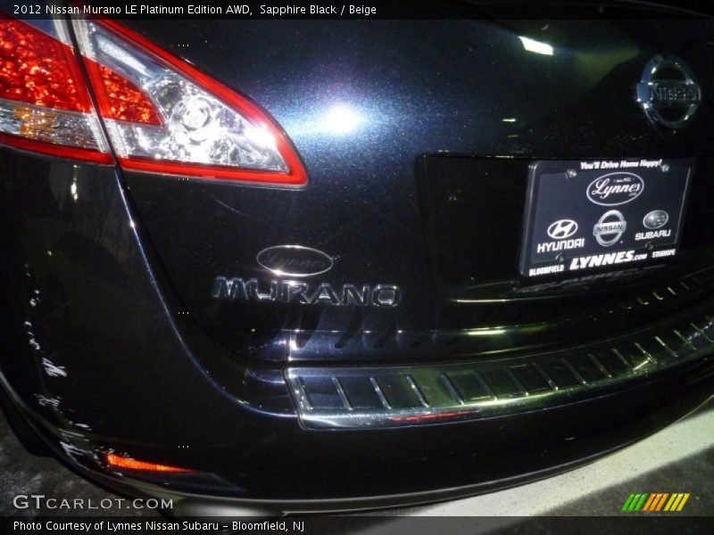 Sapphire Black / Beige 2012 Nissan Murano LE Platinum Edition AWD
