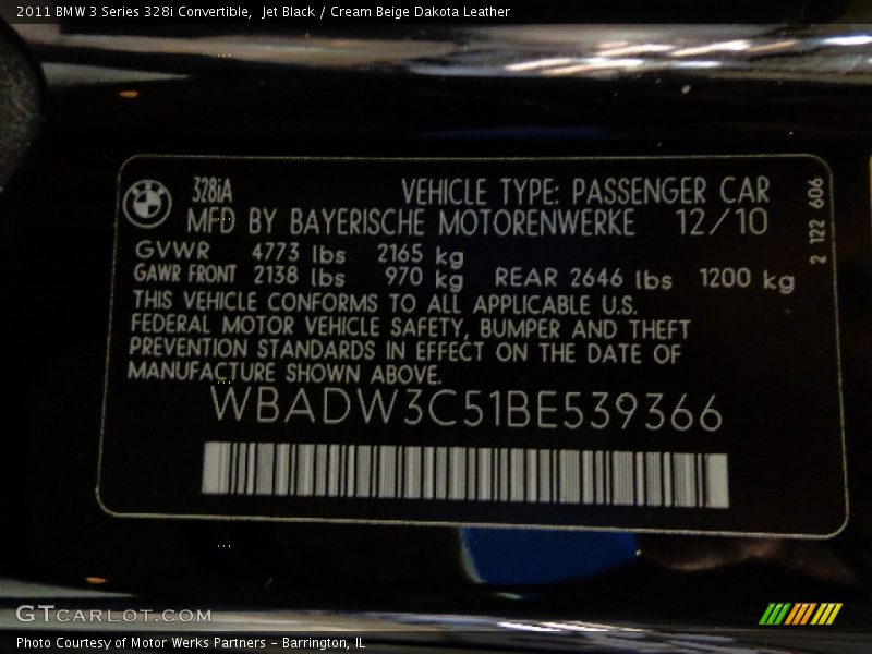 Jet Black / Cream Beige Dakota Leather 2011 BMW 3 Series 328i Convertible
