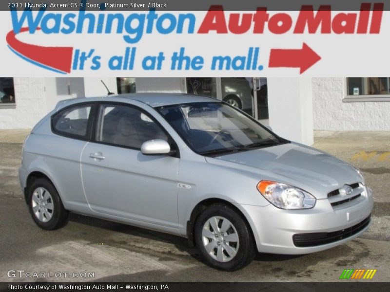 Platinum Silver / Black 2011 Hyundai Accent GS 3 Door