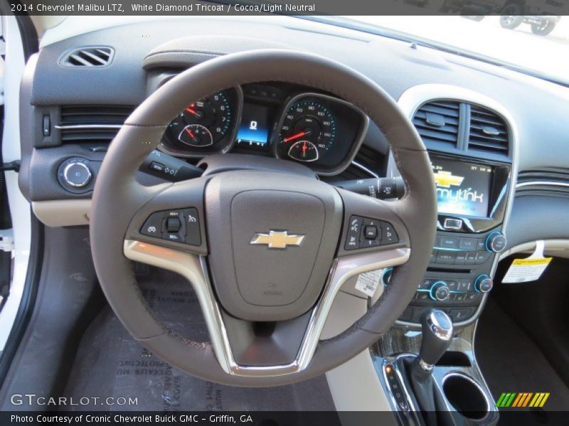 White Diamond Tricoat / Cocoa/Light Neutral 2014 Chevrolet Malibu LTZ