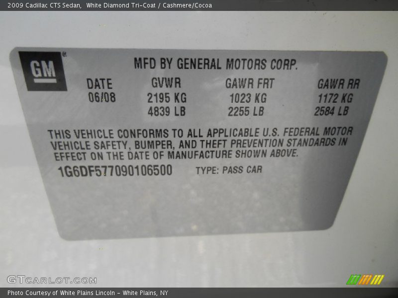 White Diamond Tri-Coat / Cashmere/Cocoa 2009 Cadillac CTS Sedan