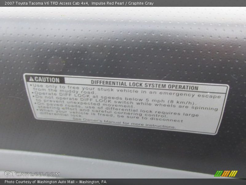 Impulse Red Pearl / Graphite Gray 2007 Toyota Tacoma V6 TRD Access Cab 4x4