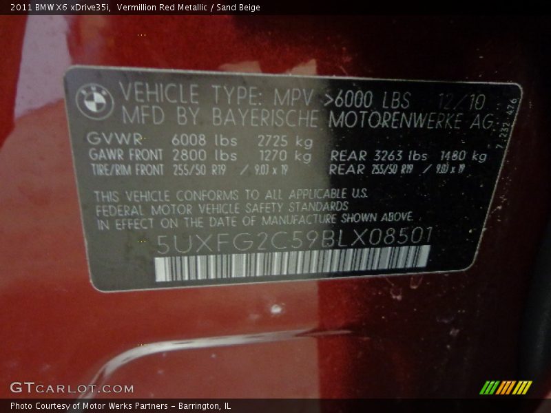 Vermillion Red Metallic / Sand Beige 2011 BMW X6 xDrive35i