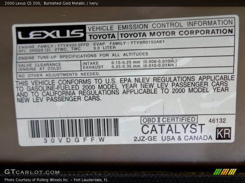 Burnished Gold Metallic / Ivory 2000 Lexus GS 300