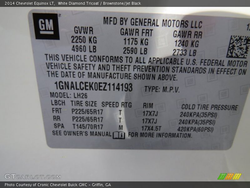 White Diamond Tricoat / Brownstone/Jet Black 2014 Chevrolet Equinox LT