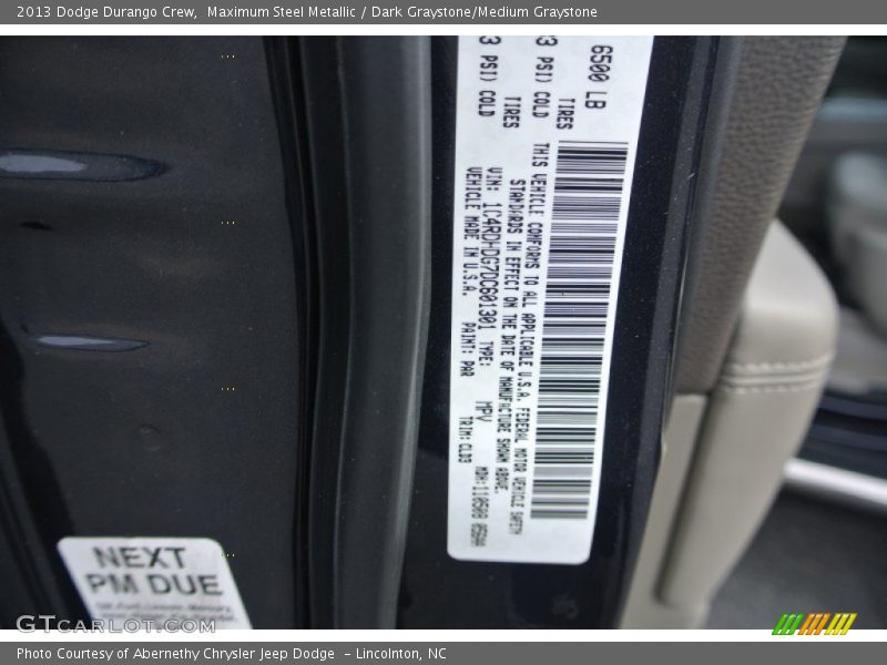 Maximum Steel Metallic / Dark Graystone/Medium Graystone 2013 Dodge Durango Crew