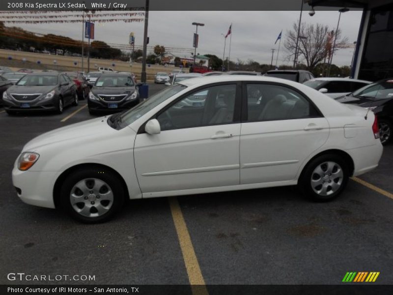 White / Gray 2008 Kia Spectra LX Sedan