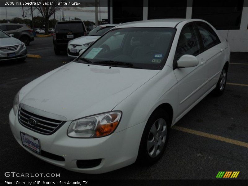 White / Gray 2008 Kia Spectra LX Sedan