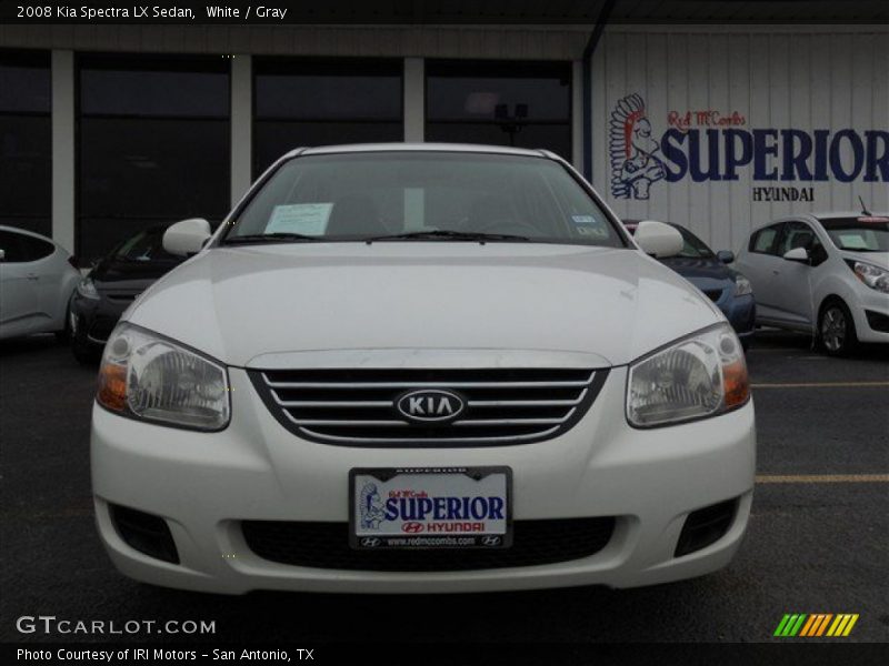 White / Gray 2008 Kia Spectra LX Sedan