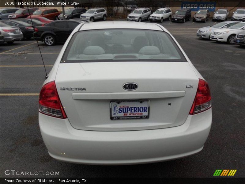 White / Gray 2008 Kia Spectra LX Sedan