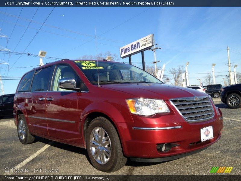 Inferno Red Crystal Pearl / Medium Pebble Beige/Cream 2010 Chrysler Town & Country Limited