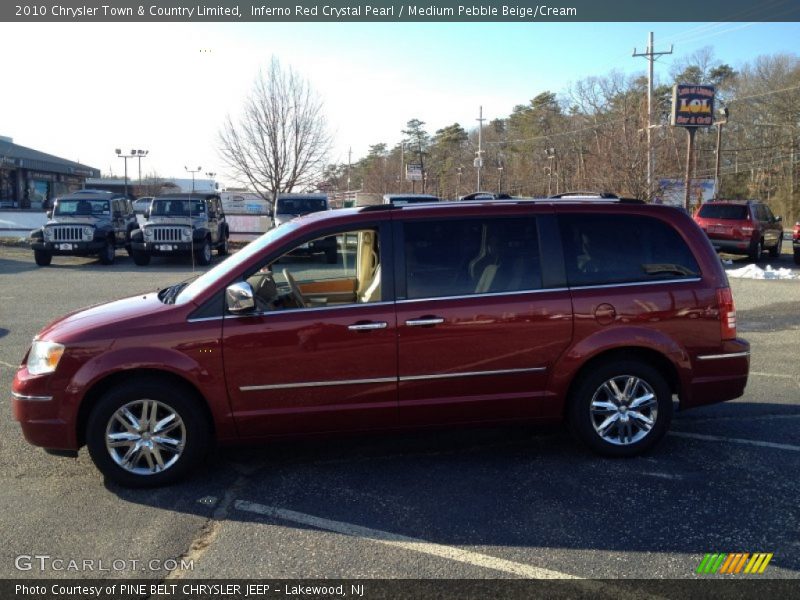 Inferno Red Crystal Pearl / Medium Pebble Beige/Cream 2010 Chrysler Town & Country Limited