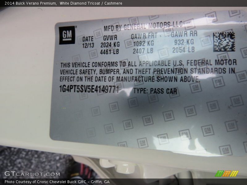 White Diamond Tricoat / Cashmere 2014 Buick Verano Premium
