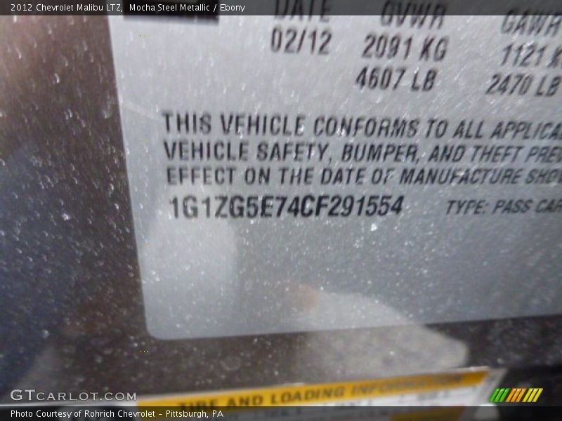 Mocha Steel Metallic / Ebony 2012 Chevrolet Malibu LTZ