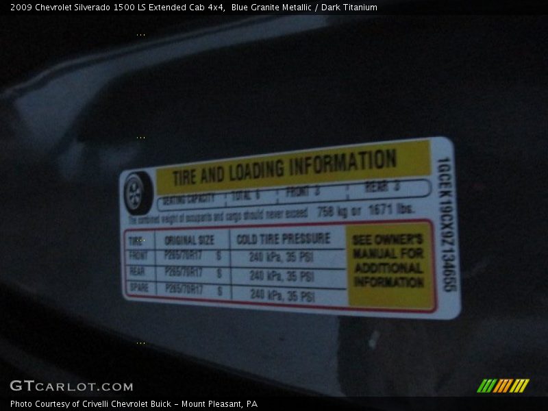 Blue Granite Metallic / Dark Titanium 2009 Chevrolet Silverado 1500 LS Extended Cab 4x4