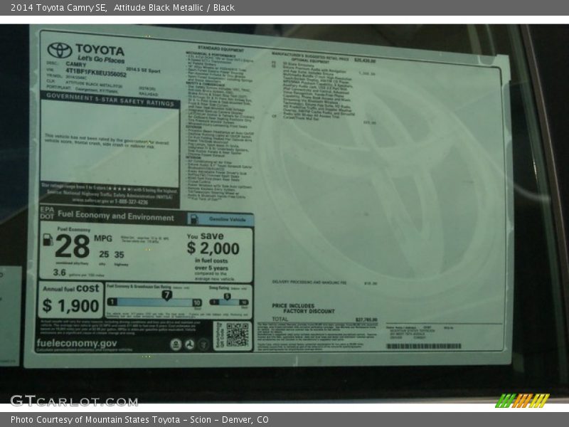 Attitude Black Metallic / Black 2014 Toyota Camry SE