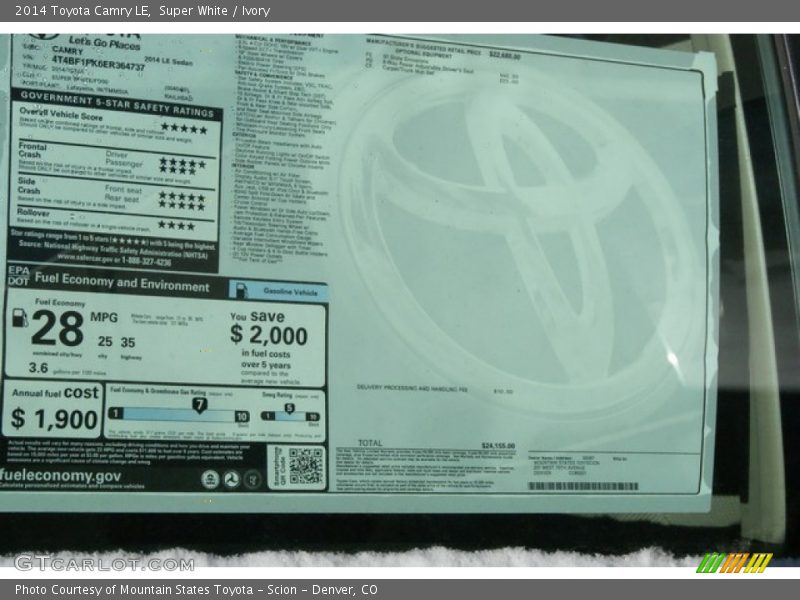 Super White / Ivory 2014 Toyota Camry LE