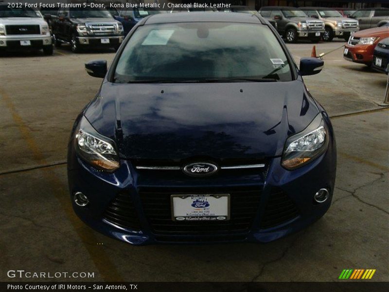 Kona Blue Metallic / Charcoal Black Leather 2012 Ford Focus Titanium 5-Door