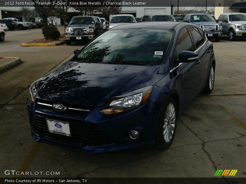 Kona Blue Metallic / Charcoal Black Leather 2012 Ford Focus Titanium 5-Door
