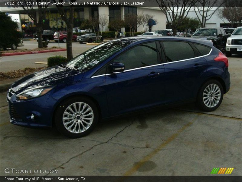 Kona Blue Metallic / Charcoal Black Leather 2012 Ford Focus Titanium 5-Door