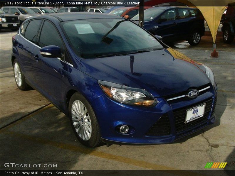 Kona Blue Metallic / Charcoal Black Leather 2012 Ford Focus Titanium 5-Door