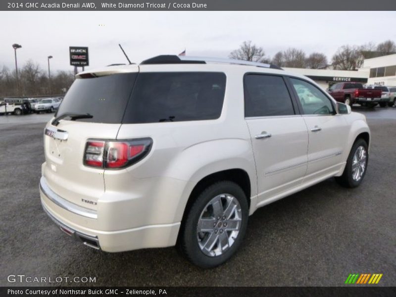 White Diamond Tricoat / Cocoa Dune 2014 GMC Acadia Denali AWD