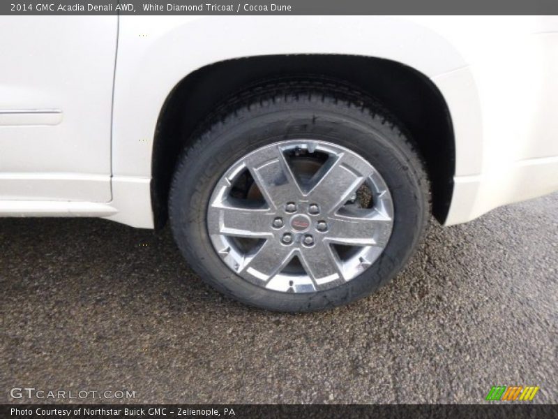 White Diamond Tricoat / Cocoa Dune 2014 GMC Acadia Denali AWD
