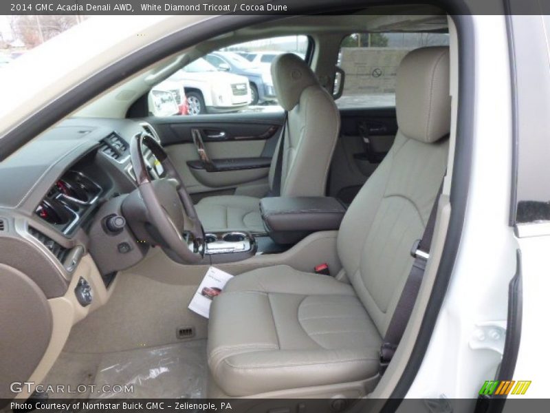 White Diamond Tricoat / Cocoa Dune 2014 GMC Acadia Denali AWD