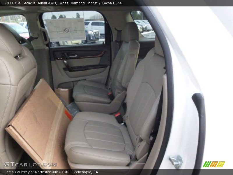 White Diamond Tricoat / Cocoa Dune 2014 GMC Acadia Denali AWD