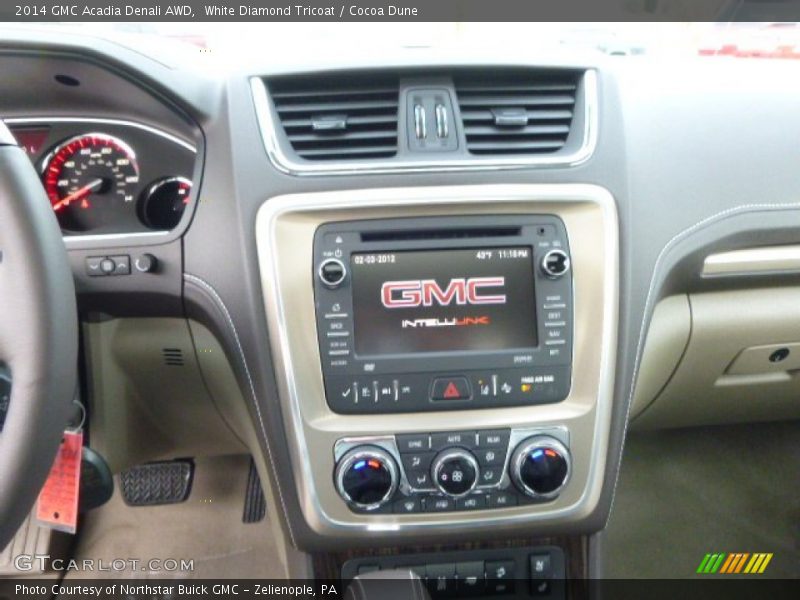 White Diamond Tricoat / Cocoa Dune 2014 GMC Acadia Denali AWD