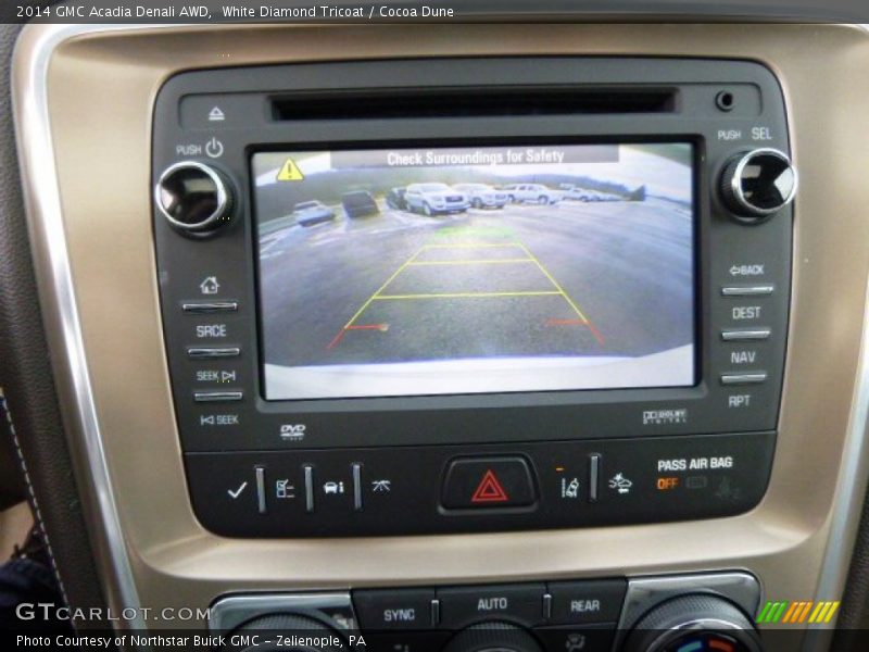 White Diamond Tricoat / Cocoa Dune 2014 GMC Acadia Denali AWD