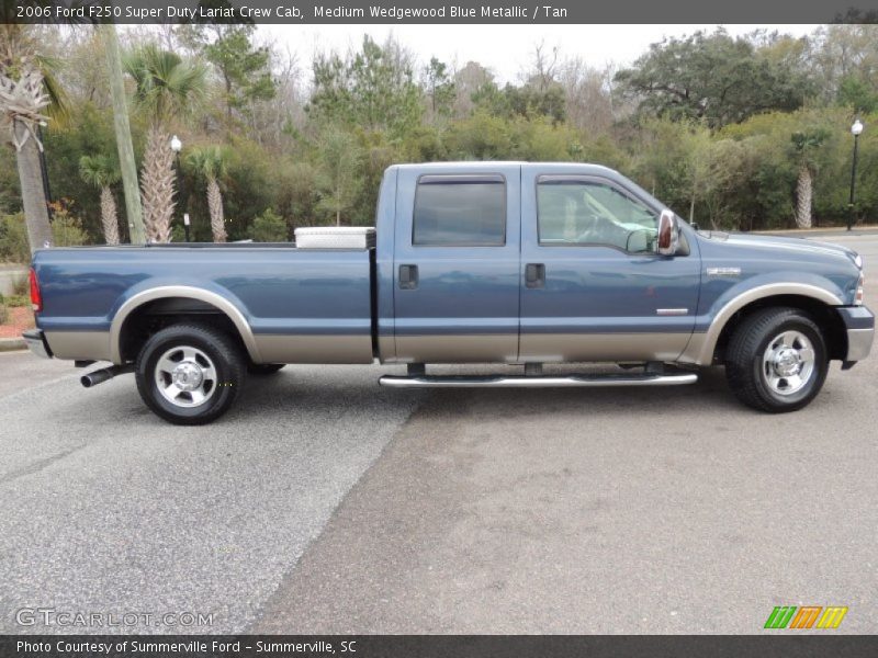 Medium Wedgewood Blue Metallic / Tan 2006 Ford F250 Super Duty Lariat Crew Cab