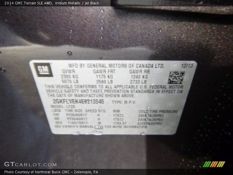 Iridium Metallic / Jet Black 2014 GMC Terrain SLE AWD