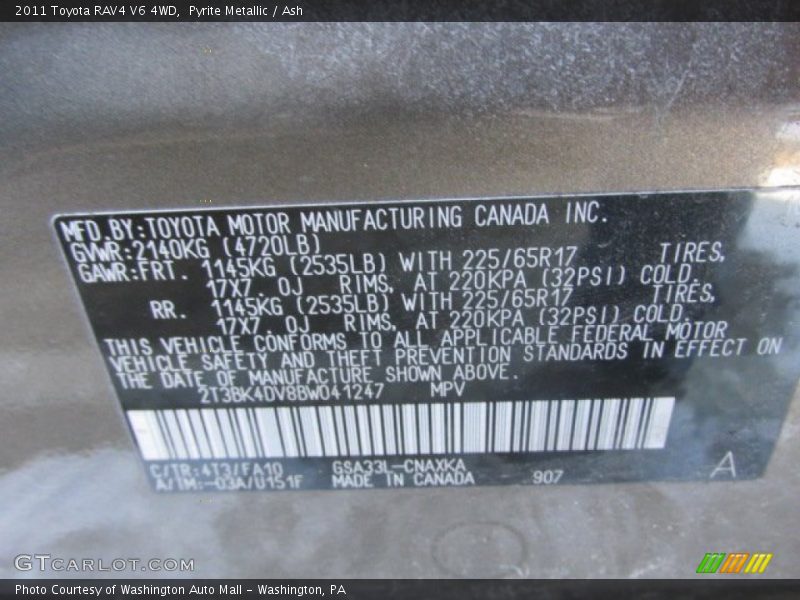 Pyrite Metallic / Ash 2011 Toyota RAV4 V6 4WD