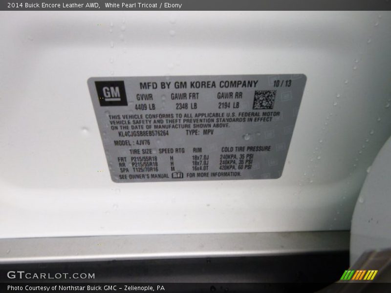 White Pearl Tricoat / Ebony 2014 Buick Encore Leather AWD