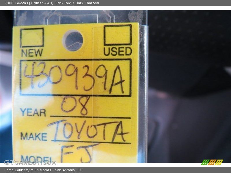 Brick Red / Dark Charcoal 2008 Toyota FJ Cruiser 4WD