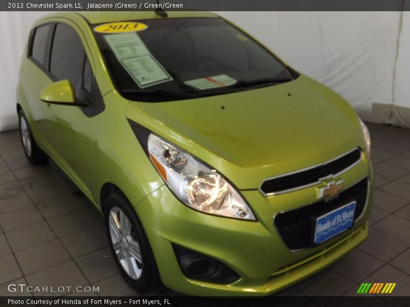 Jalapeno (Green) / Green/Green 2013 Chevrolet Spark LS